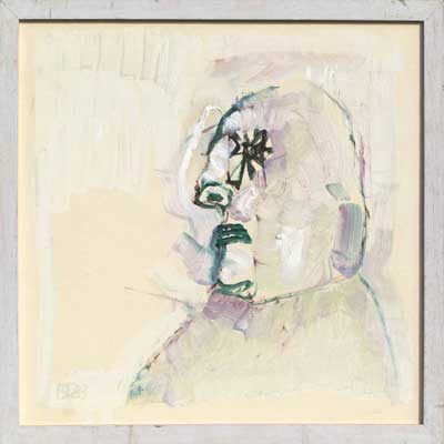 Oel auf Pavatex, 1983, Selbstporträt, 22 x 22 cm