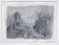 Paar, im Gespräch, Aquarell, 1991, 04-91-01, 17,5 x 13 cm