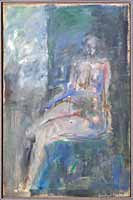 Figur, sitzend, Oel auf Pavatex, 1985, 01-85-06, 38 x 53,5 cm