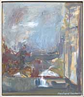 Bretagne-Landschaft, Sturm, Oel auf Pavatex, 1986, 10-86-12, 29 x 35 cm